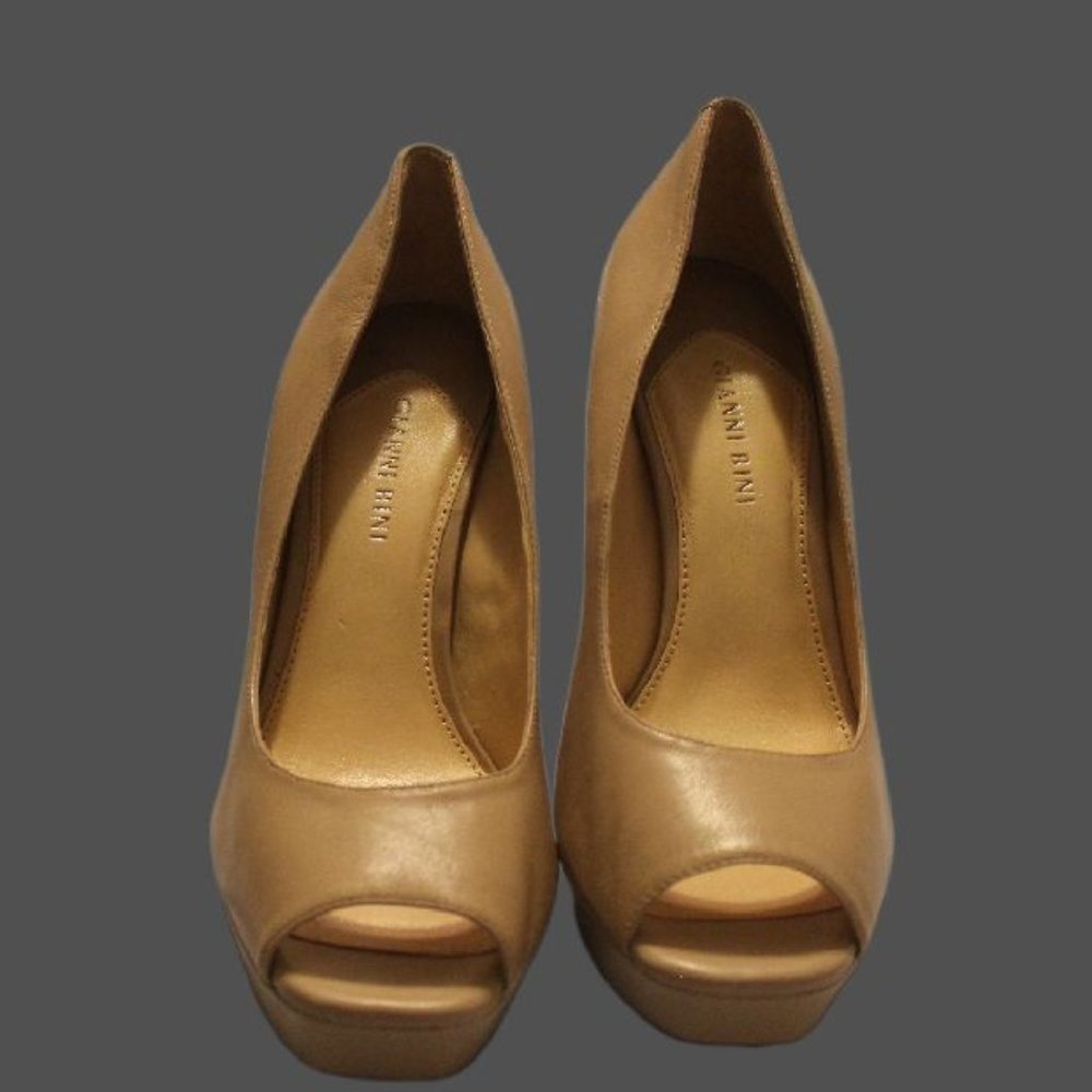 Platform Peep-Toe High Heel in Olive Brown - Picture 5 of 7